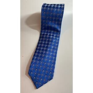 Vintage Countess Mara 100% Silk Tie Handmade Blue White Geometric